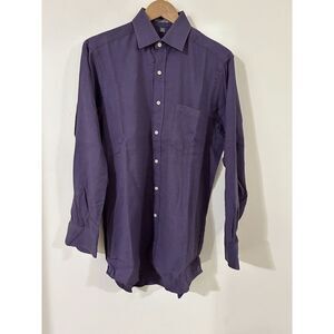 Geoffrey Beene Dark Purple Men's Button Down Shirt Size 15 32/33